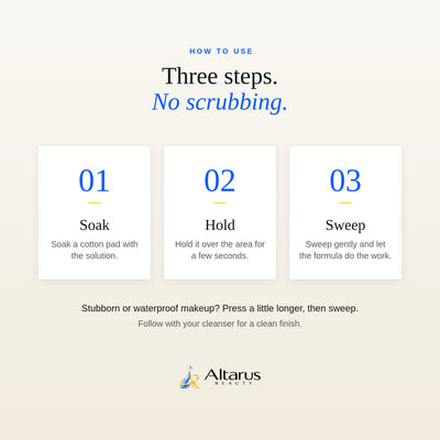 How to use Makeup Remover Solution: soak, hold, sweep